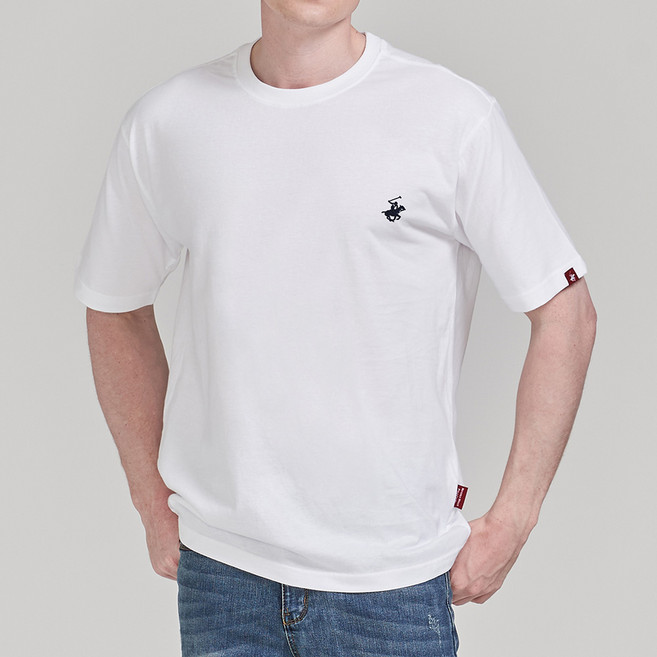 비버리힐즈폴로클럽 남여공용 자수로고 라운드 반팔 티셔츠 EPS9T00