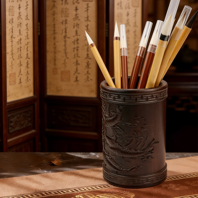 서예 붓통 펜꽂이 원목 전통 인테리어소품, 1개, BP-002(새)