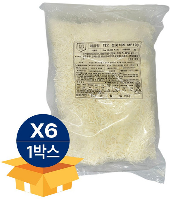 디오 MF100 오리지널 엔젤헤어 눈꽃치즈 피자치즈 모짜렐라 자연100 2kg 냉동, 6개