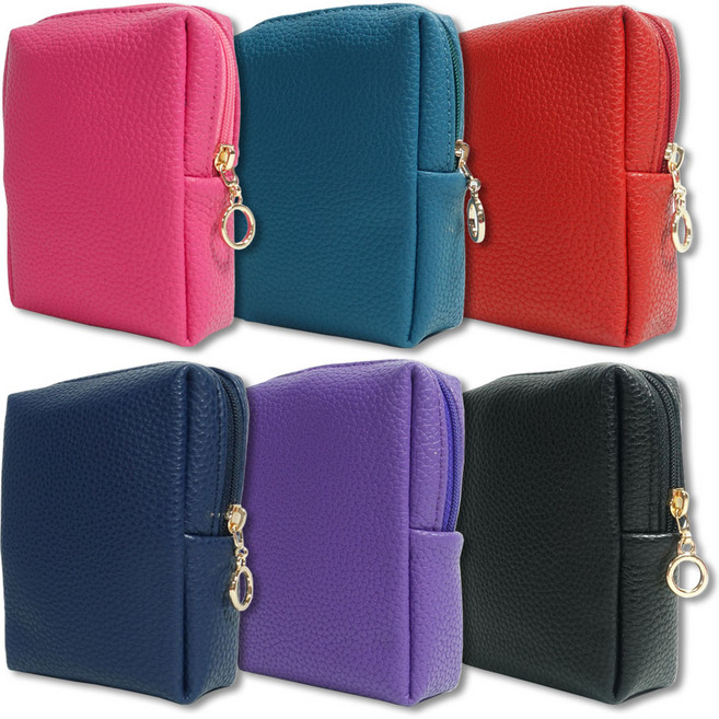 국산 미니 파우치 동전 카드 지갑 담배 화장품 소품 여성 휴대용 사각 가죽 이앤힐 심플한 디자인 컬러큐브