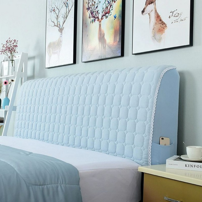 침대 헤드 커버 침대 고탄력 벽쿠션 프레임 등쿠션, 스카이블루