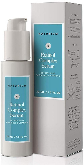 Naturium 레티놀 컴플렉스 세럼 캡슐화된 레티놀 및 바쿠치올 리파이닝 & 스무딩 페이셜 세럼 28.3g(1온스), 1개