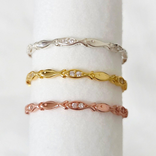 실버925 여성 큐빅 물고기 행운 애끼 은 반지 순은 새끼반지