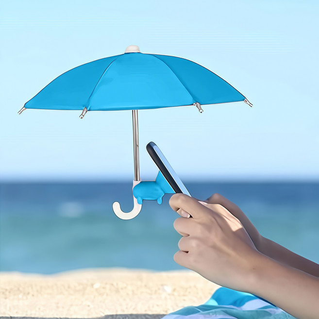 융풍 휴대폰 우산 썬쉐이드 우산 핸드폰거치대 차량휴대폰거치대 작은 우산 선물, 1개, 스카이블루+받침대+집게