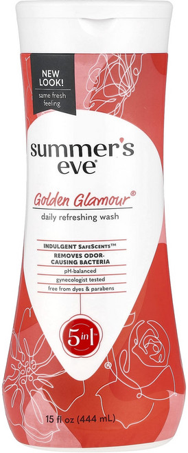 Summer's Eve Golden Glomour® 5 in 1 데일리 리프레싱 워시 444ml(15fl oz), SummersEveGoldenGlomour5in1데일리, 1개, 444ml