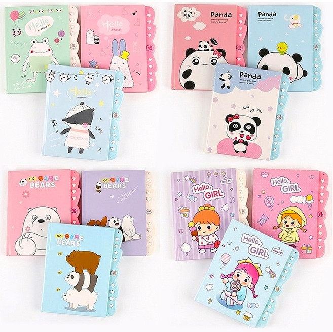 귀여운 비빌 일기장 노트 다이어리 미니 다꾸 수첩, 2개, 랜덥발송