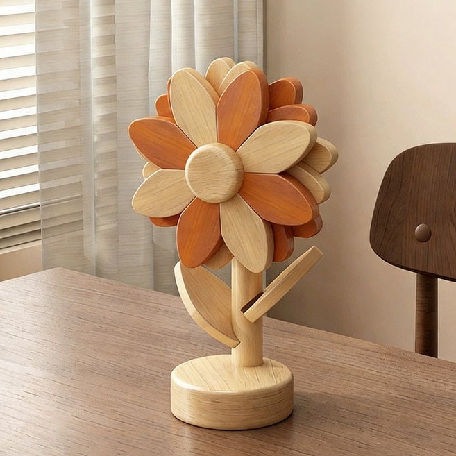 콜콜러브 해바라기 모양 식탁 단열 매트 냄비받침 방열 원목 컵받침 커피받침 집들이 선물, 01해바라, 1개