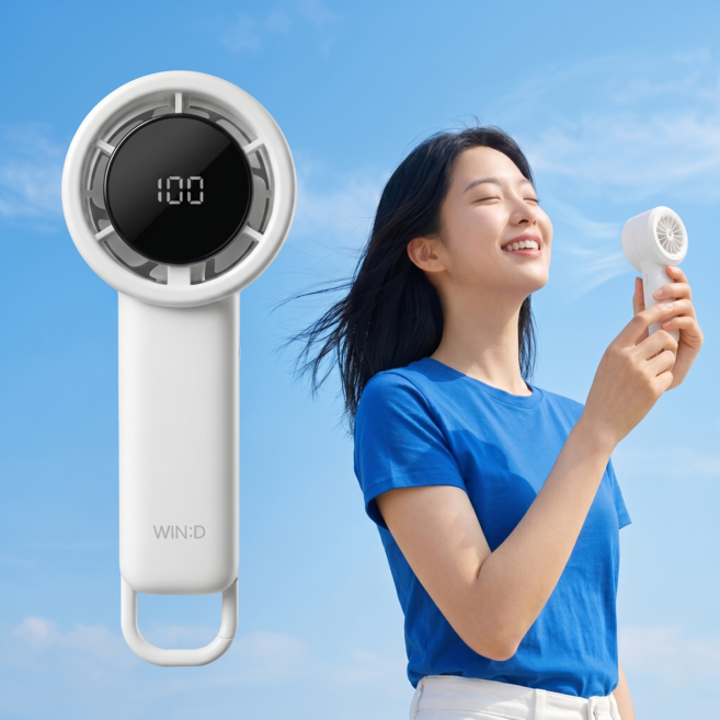 100단 조절 WIN:D 초강력 휴대용 미니 손 선풍기, 네추럴베이WL, WD1010