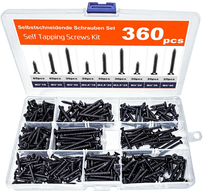 십자형 나사 세트 목공 철물 탭핑, 1세트