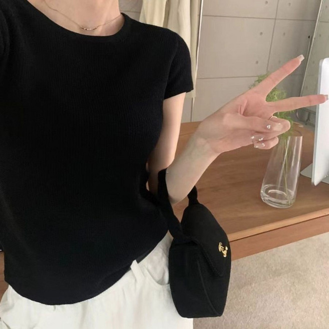 【MDMS】超親膚冰爽針織上衣 女裝短袖T恤 針織上衣 短袖上衣 女裝上衣