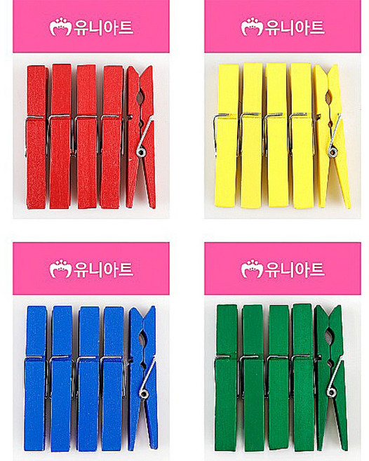 유니아트 칼라 나무집게 특대 (7.2cm), 5개, 파랑