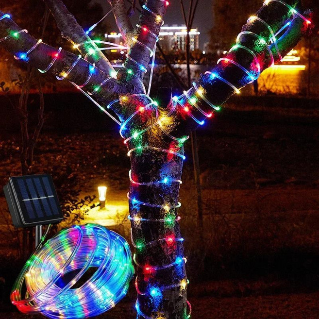 야외 태양광 가랜드 로프 스트링 정원 방수 튜브 램프 크리스마스 장식용, 4. Multicolor Light