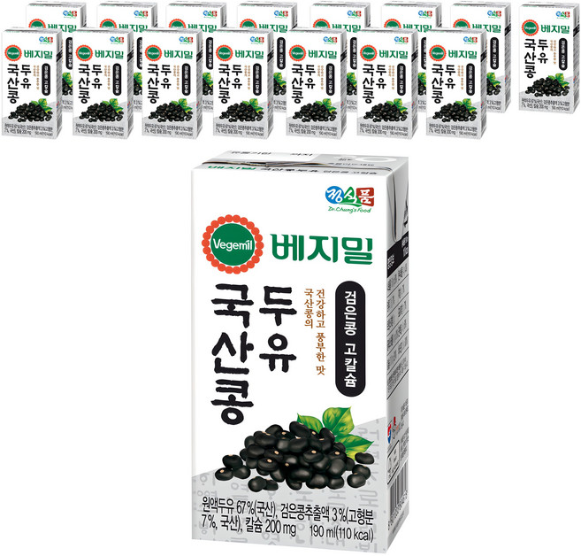 베지밀 국산콩 두유 검은콩 고칼슘, 190ml, 16개