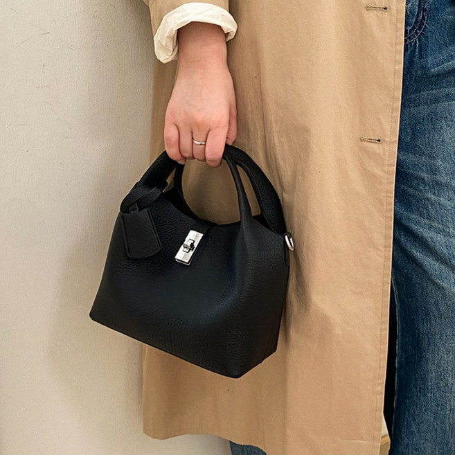 플랜앤유 미니멀 PU 레더 토트 숄더백 데일리 미니백