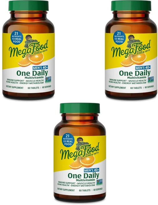 MegaFood Mens 40+ One Daily Multivitamin 메가푸드 멘 40+ 원 데일리 멀티비타민, 3개, 60정 - 쿠팡