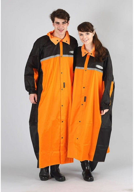天龍牌 競速型SPORT 連身式防水防寒雨衣 黑/橘, 4XL/180CM以上, 黑/柑 黑/橘