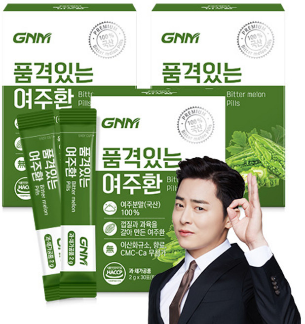 GNM 품격있는 국산 여주환 스틱(여주분말 가루 100%), 60g, 3개