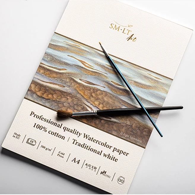 SMLT ART 워터컬러 프로 중목 300g 코튼 100％ 수채화지 (04) A4 210x297mm - 쿠팡