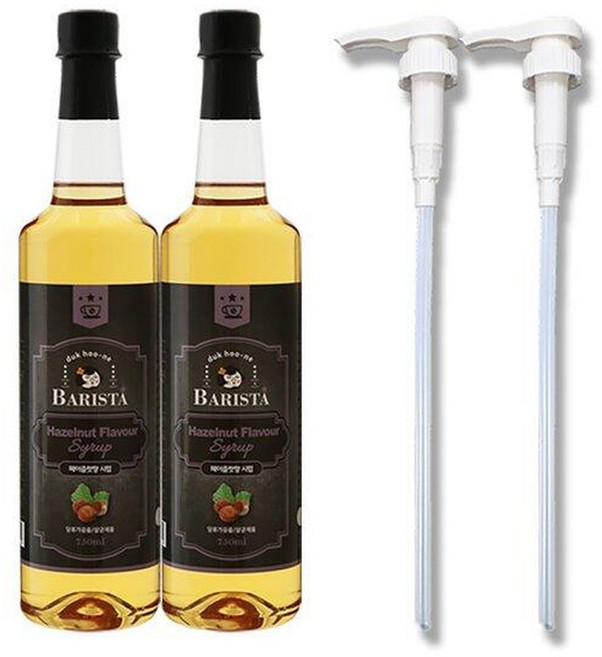 신세계몰바리스타 헤이즐넛향 커피시럽 750ml 2병 + 시럽펌프 2개