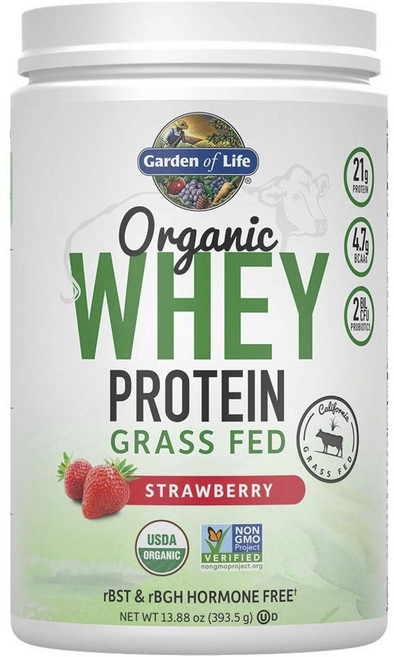 가든오브라이프 유청 단백질 목초 사육 단백질 보충제 스트로베리 맛, 393.5g, 1개