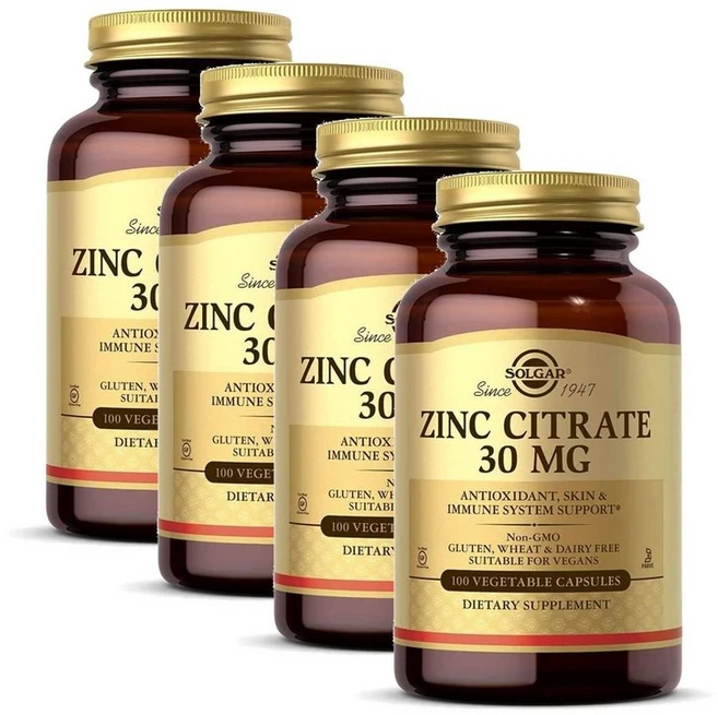 솔가 아연 시트레이트 30 mg 100캡슐 4통, 100정 - 쿠팡
