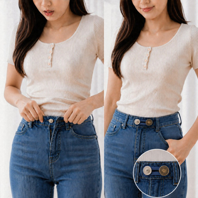파샐리 수선비 절약 바지 허리늘리기 청바지 늘림 확장 요술단추, 8개, 1단&2단