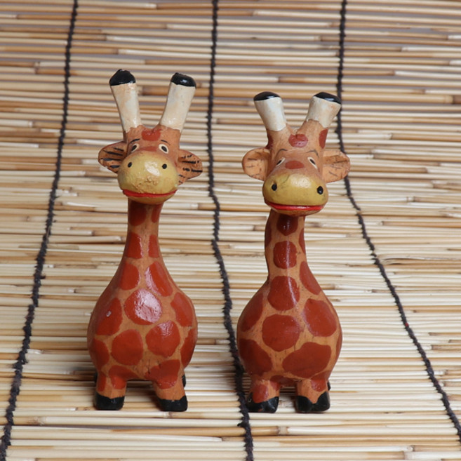 발리 기린 장식소품 3호 (2p) 인테리어소품 나무인형