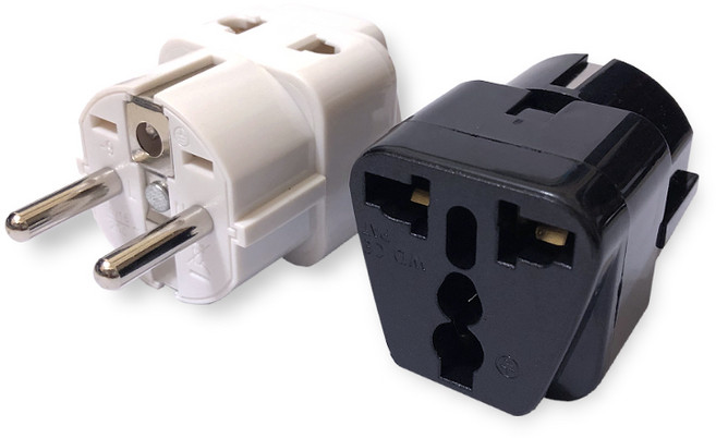 出國旅遊萬用轉接插頭 歐規大圓 4.8mm WA-9 韓國、德國、法國、印尼峇里島 白色(升級版), 1個, 白色(升級版)雙插