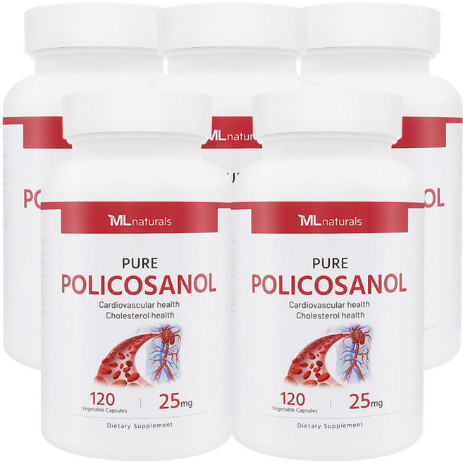 5병 마이라이프 내추럴스 폴리코사놀 25mg 120정 (총지방족 95%/옥타코사놀 61%) (20개월), 5개