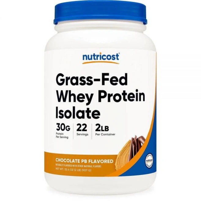 Nutricost 목초 사육 유청 단백질 분리 (초콜릿 땅콩 버터) 0.9kg(2파운드) - GMO 프리 글루텐 프리 천연 맛, 1개, 907g - 쿠팡