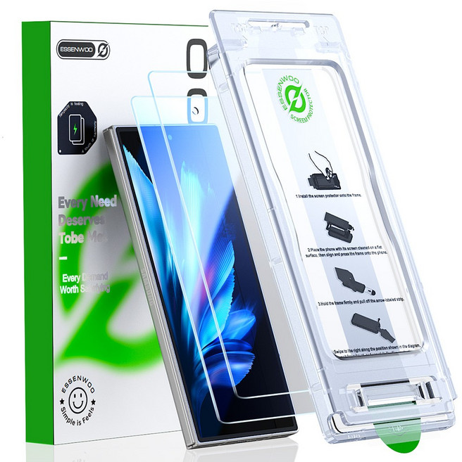 ESSENWOO Galaxy 강화유리 전면9H 고선명 HD 강화유리필2p, 1세트