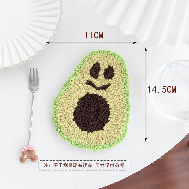戳戳繡杯墊材料包附戳針新款俄羅斯刺繡手工DIY禮物親手製作, 1個, 牛油果1(20cm仿竹繡繃,附戳針)