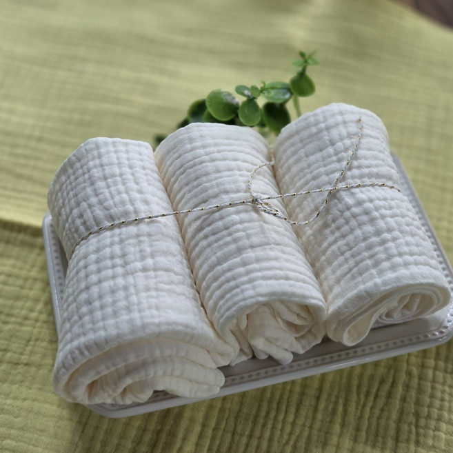 3장 세트 3중 거즈 면 50cm 대형 3중 손수건 원단 가제손수건 화이트 아기