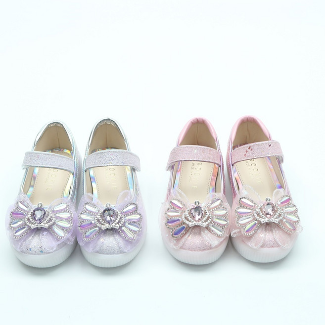 일상다많사 화이트 큐빅왕관 LED 슈즈 국내산 메리제인 여아구두 엘사구두 얼집패션 걸리쉬구두