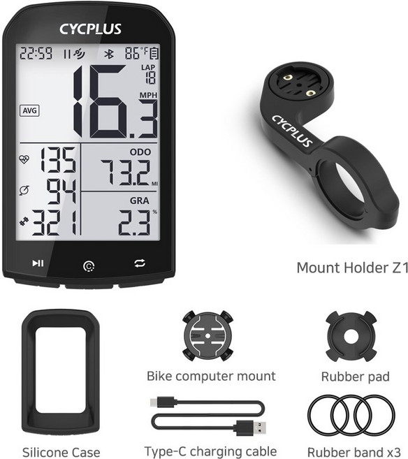 로드 자전거 네비게이션 무선 자전거 속도계 GPS 블루투스 5.0 컴퓨터 CYCPLUS M1 생활방수 거리측정기 M1 1개, M1+Holder Z1