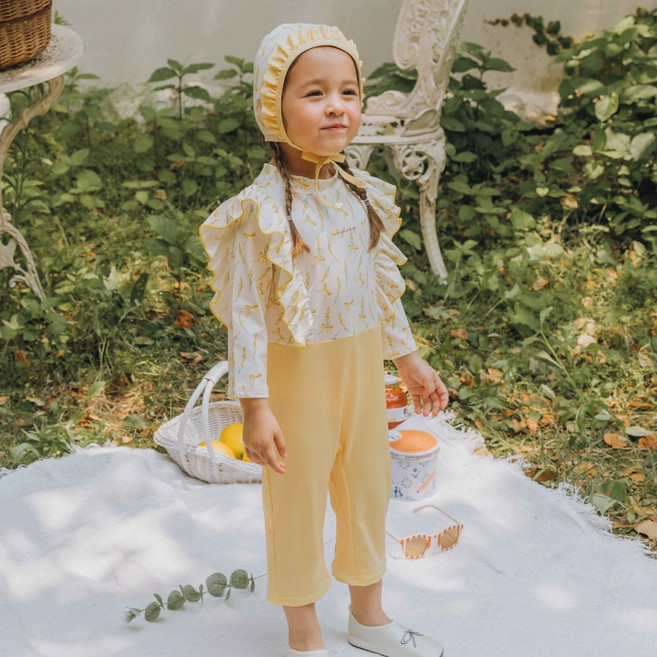 쿵스쿵스 프리지아 아기 래쉬가드세트 올인원형 유아 수영복 일체형 UV 전신수영복