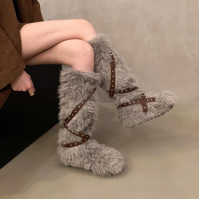 다중성 여성 가을 겨울 기모 방한화 따뜻한 롱부츠 25jh11jj