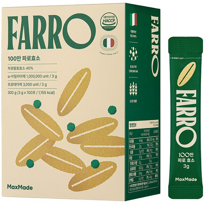 맥스메이드 100만 파로 효소 대용량 100포 발효 효소 엠머밀, 1박스, 300g