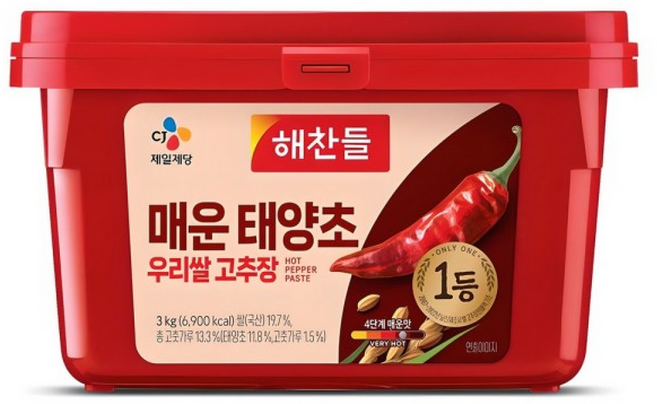 해찬들 매운 태양초 우리쌀 고추장, 3kg, 1개