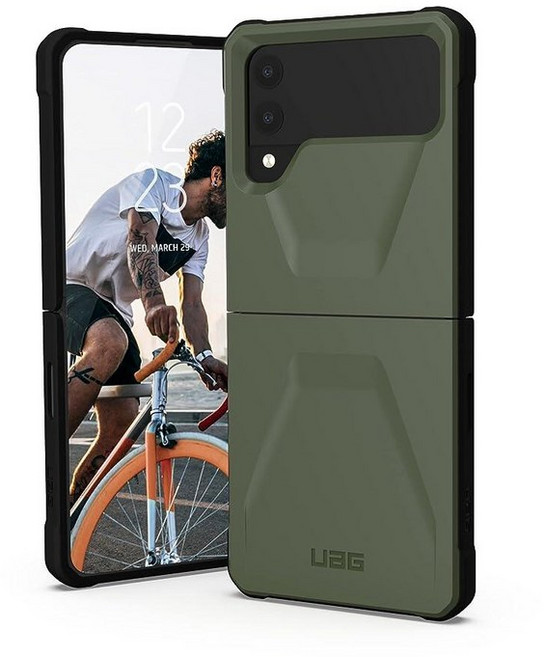 URBAN ARMOR GEAR UAG 삼성 갤럭시 Z 플립 4 케이스 2022 전용 디자인 그린 올리브 민간인 매끄러운 초박형 충격 흡수 보호 커버