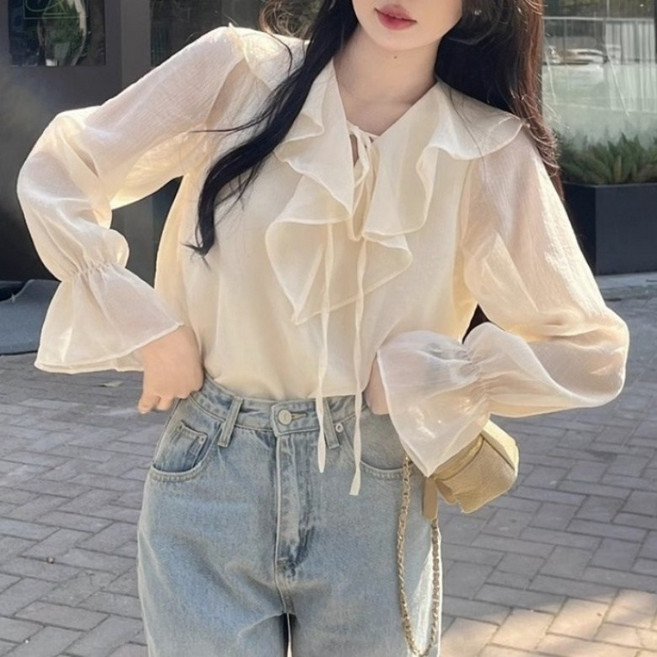 아이엠몽 여성 쉬폰 프릴 블라우스