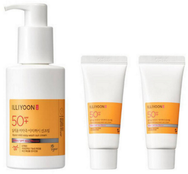 [ILLIYOON] 일리윤 저자극 이지워시 선크림 세트 150ml + 30ml x 2 SPF50+ PA++++, 1개