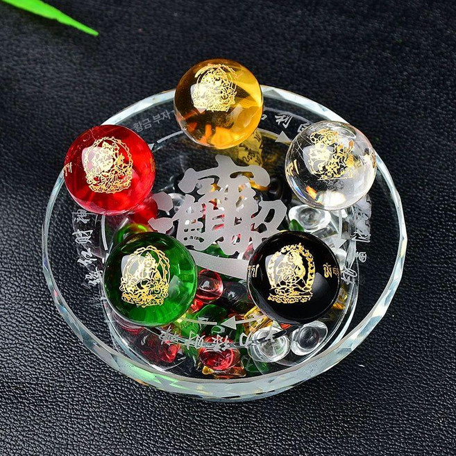 불 기원 오행 오방색 구슬 개업 수정 소원 재신 배열, 오행 재물 크리스탈 세트 A