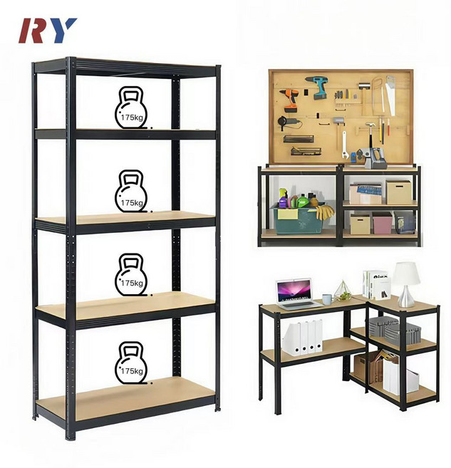 무볼트 조립식 앵글선반 5단 1800X900X300mm, 블랙