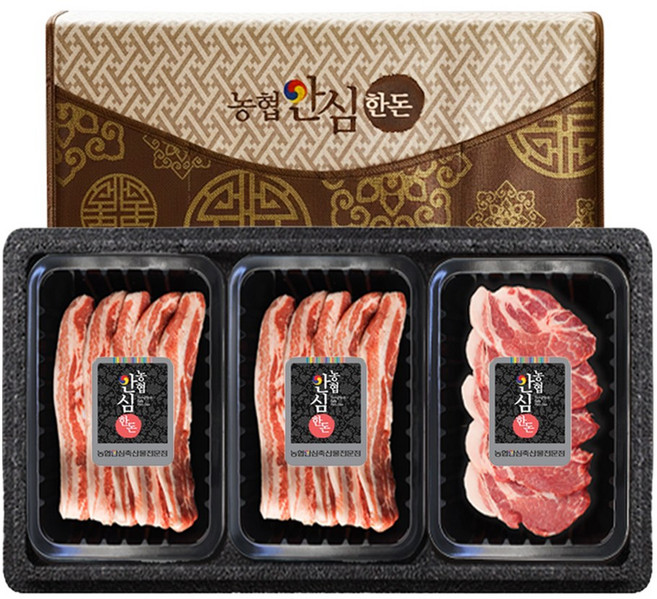 [농협안심한돈] 돼지고기 선물세트3호 1.5kg(삼겹살500gx2+목살500g), 1개