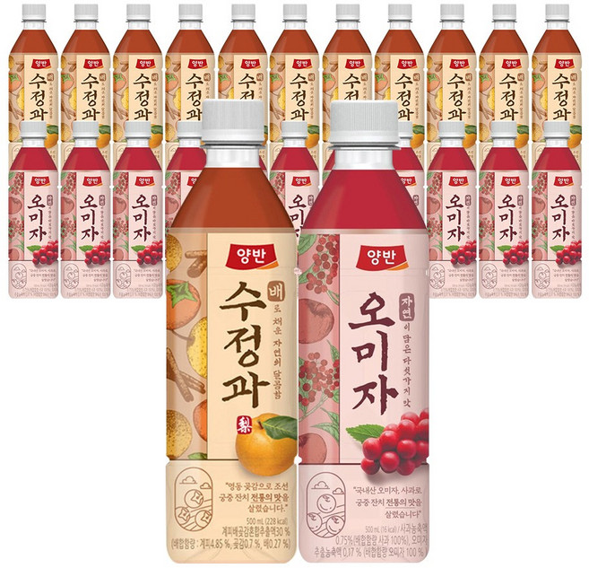 동원 양반 배수정과 500ml + 양반 오미자 500ml, 24개