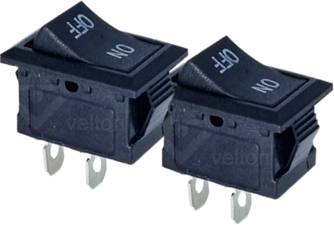 포그디 원통 사각 온오프 시소 토글스위치, 직사각 블랙, 2개