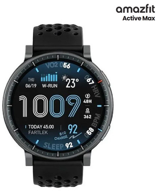 어메이즈핏 액티브 맥스 Active Max 스마트워치 하이록스 - ISK, GPS + 블루투스, 3.81cm, 블랙