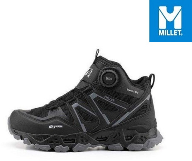 (매장정품) 밀레 MILLET 끈을묶을필요없는 BOA시스템 극강의가벼움 (DRY EDGE) 방수 투습이탁월한 남성등산화 엘라스모MD MXTSB948 (구매시 사은품등산양말증정)