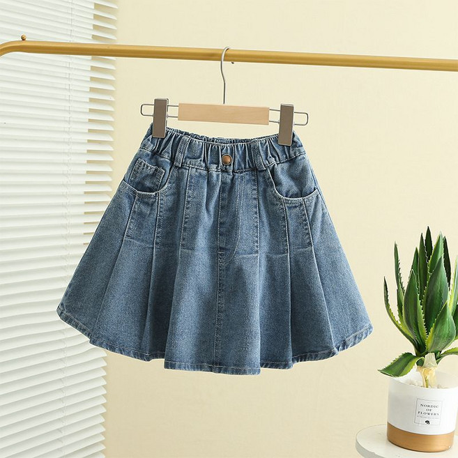 해피유통 14세 이상 어린이 청치마 패션 하이웨이스트 베이직 스타일 XG08